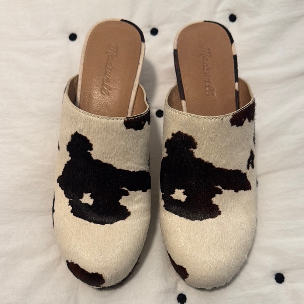 Madewell Black and Cream Slip-On Mules